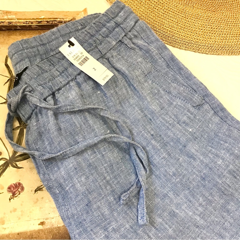 NWT Talbots Linen Chambray Tie Waist Pants - Picture 6 of 16
